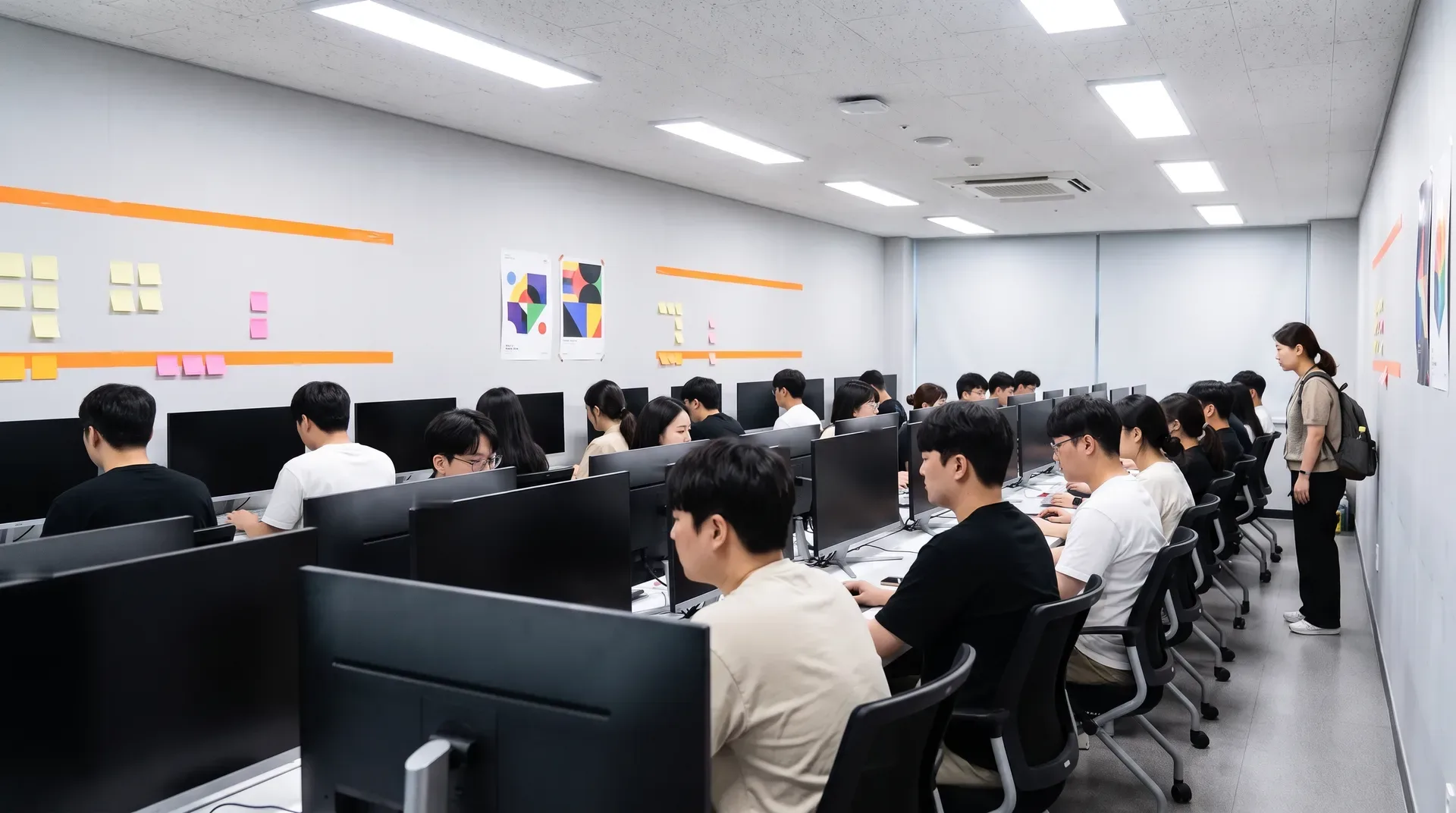 실습실에서 수업 중인 수강생들