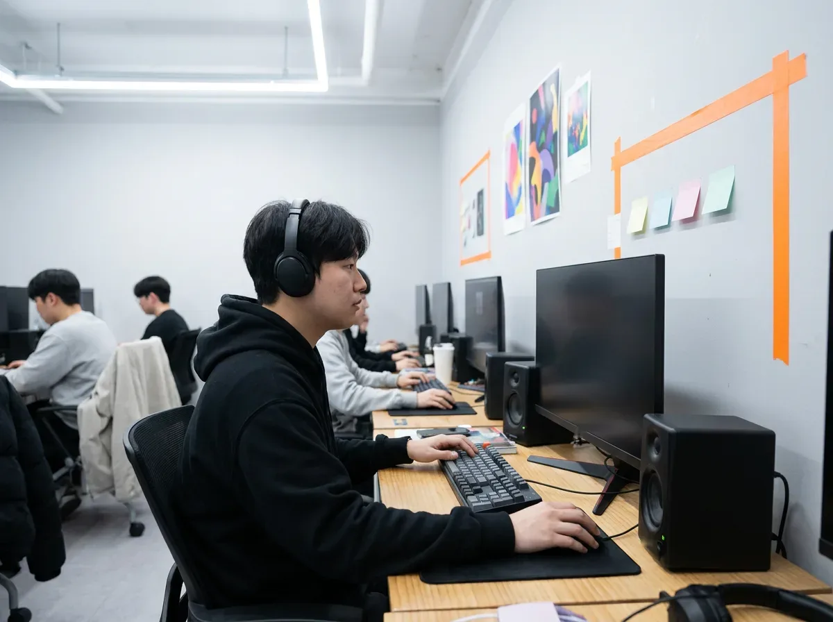 영상 편집·모션그래픽 수업 중인 수강생들
