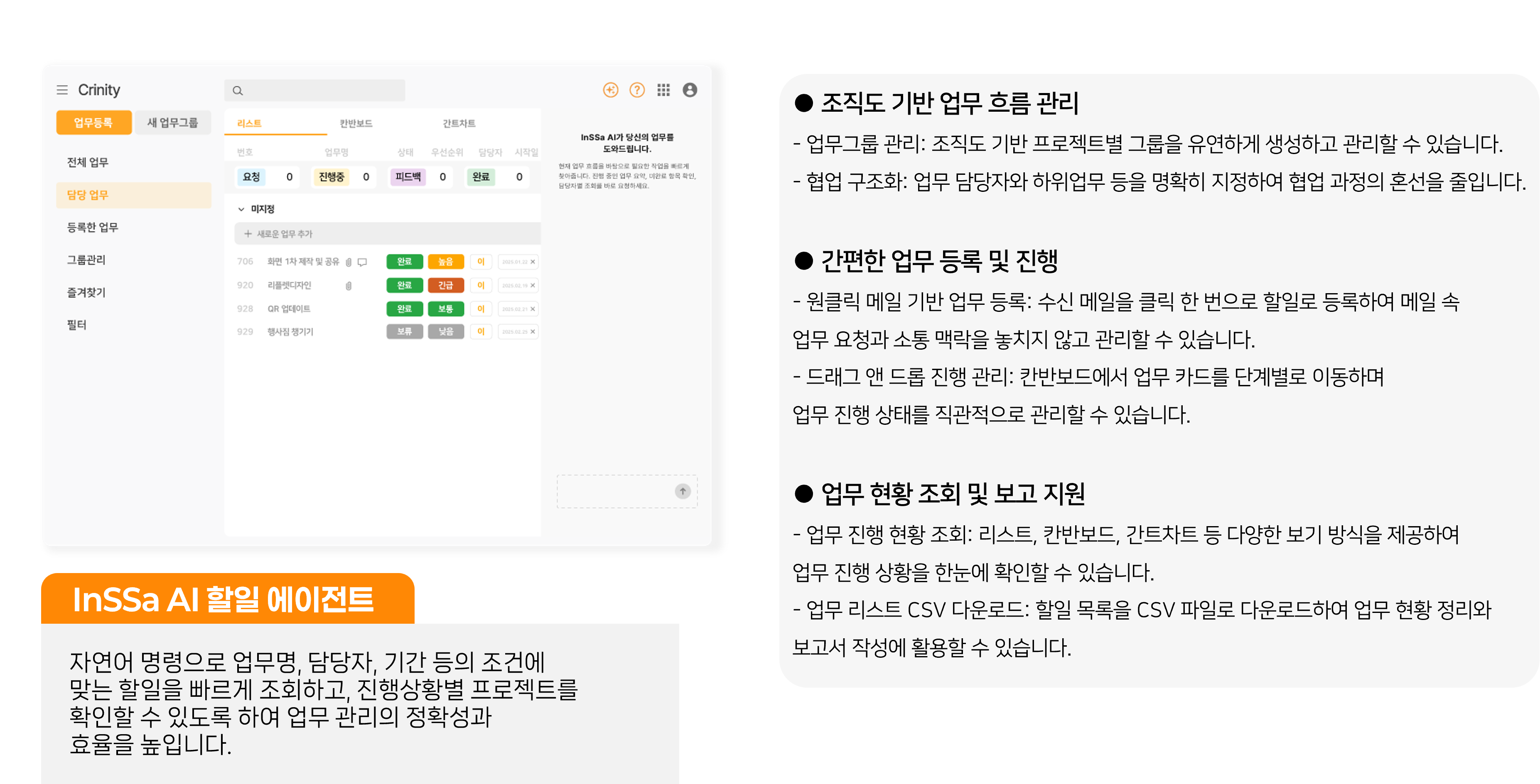 할일(프로젝트 관리) 기능 화면