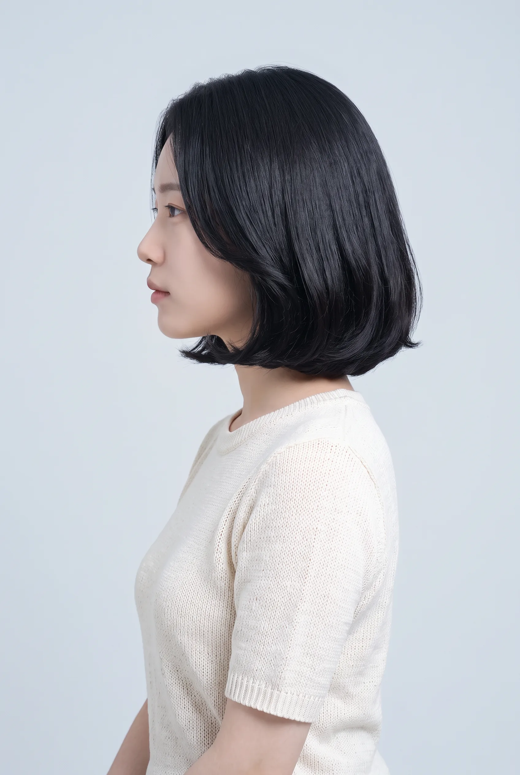 턱선 C컬 단발 옆·뒷모습