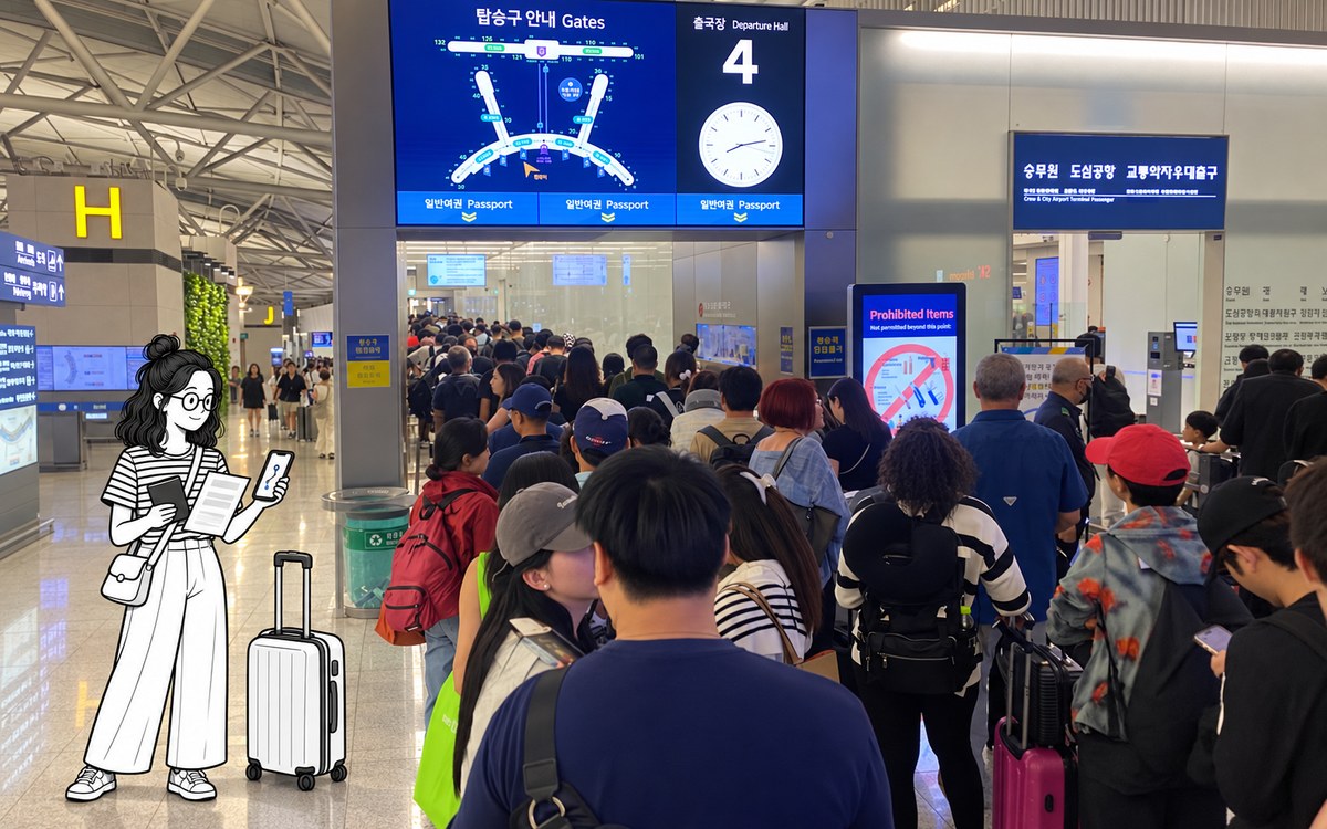 Traveler arranging passport check, accommodation details, and airport route in departure order